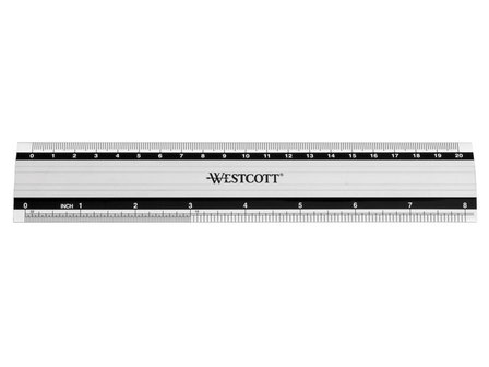 liniaal Westcott aluminium 20 cm met anti-slip