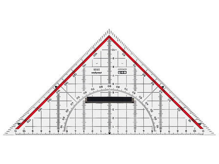 geodriehoek M+R 22cm plexiglas transp.